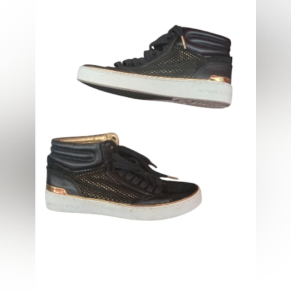 Michael Kors Kyle Black Leather High Top Sneakers Women's Size 7 - Picture 3 of 6